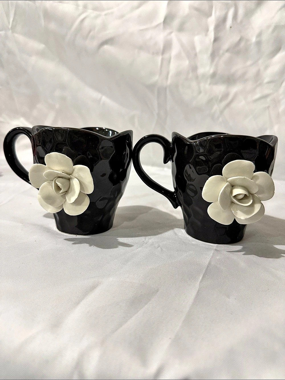 Potter's Studio Floral Cat-Ear Mug Set in Black & White Like New
